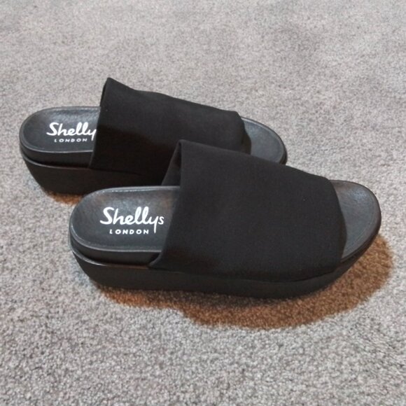 Shellys London Shoes - Shellys London Black Kora Sandals Platform Slides size 9
